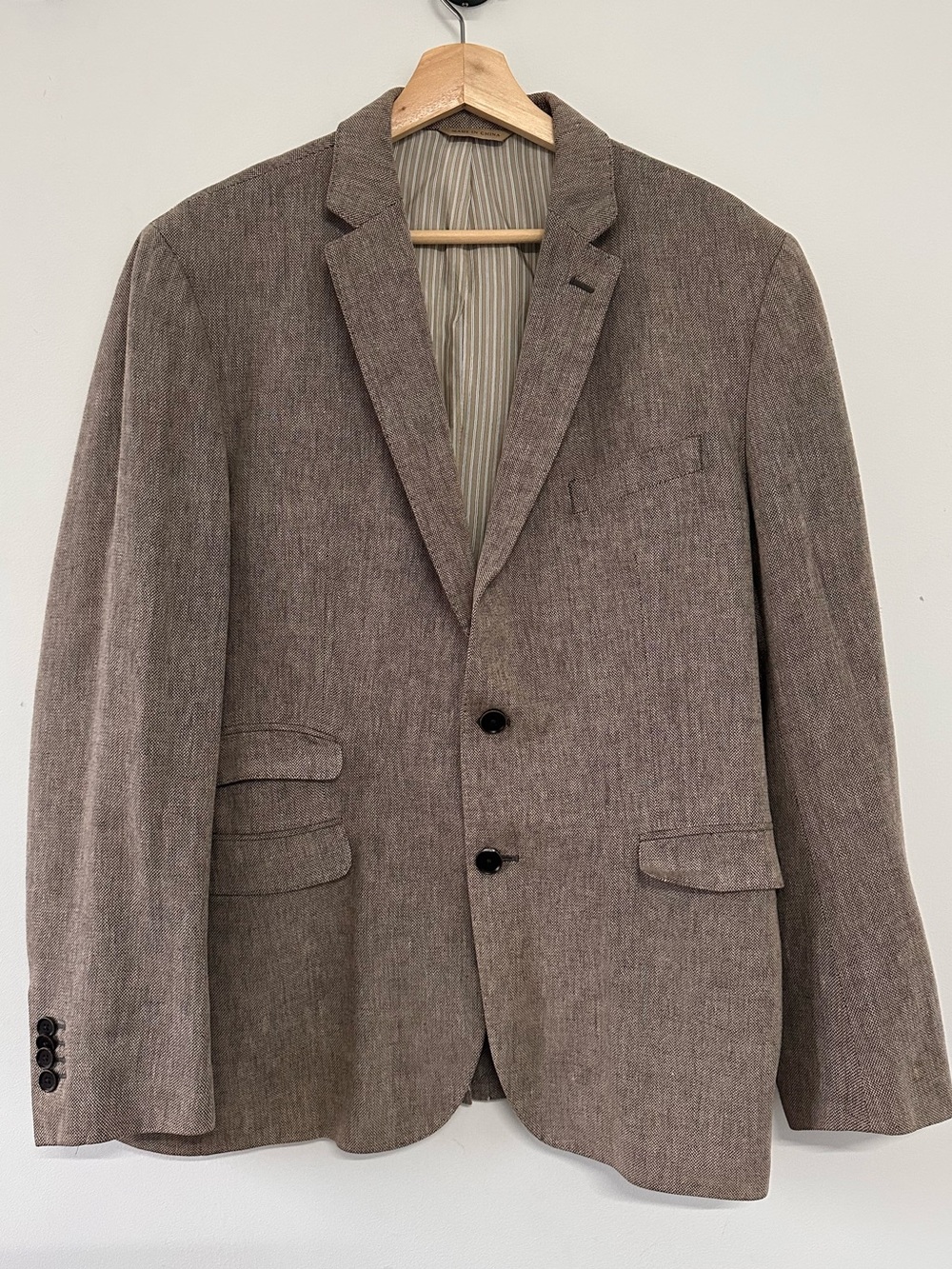 Banana Republic Brown Linen‑Cotton Blazer 42S smart casual lightweight tailored